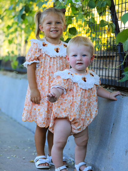 Thanksgiving Turkey Floral Lace Ruffle Girls Dress