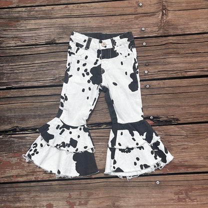 Baby girls western double ruffle jeans