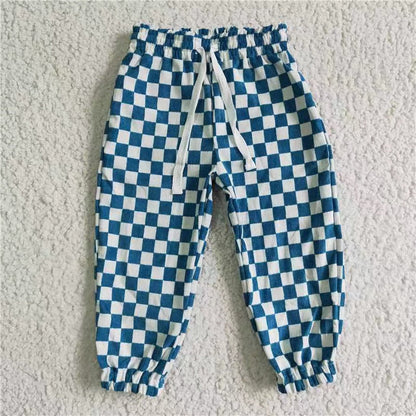 Sibling Baby Boys Checked Tie Cotton Jogger Pants