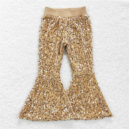 Sibling Baby Girls Party Birthday Sequin Sparkle Flare Bell Bottom Pants