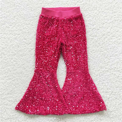 Sibling Baby Girls Party Birthday Sequin Sparkle Flare Bell Bottom Pants