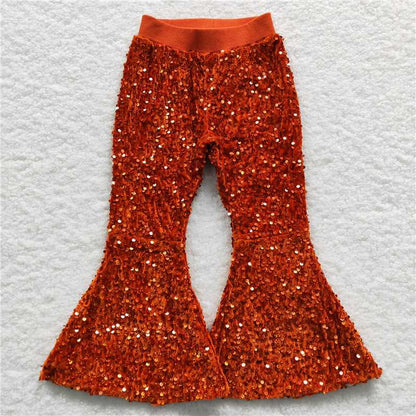 Sibling Baby Girls Party Birthday Sequin Sparkle Flare Bell Bottom Pants