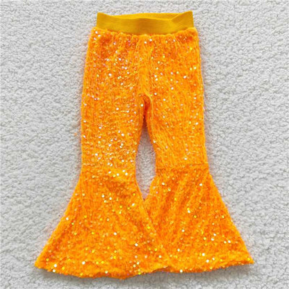 Sibling Baby Girls Party Birthday Sequin Sparkle Flare Bell Bottom Pants