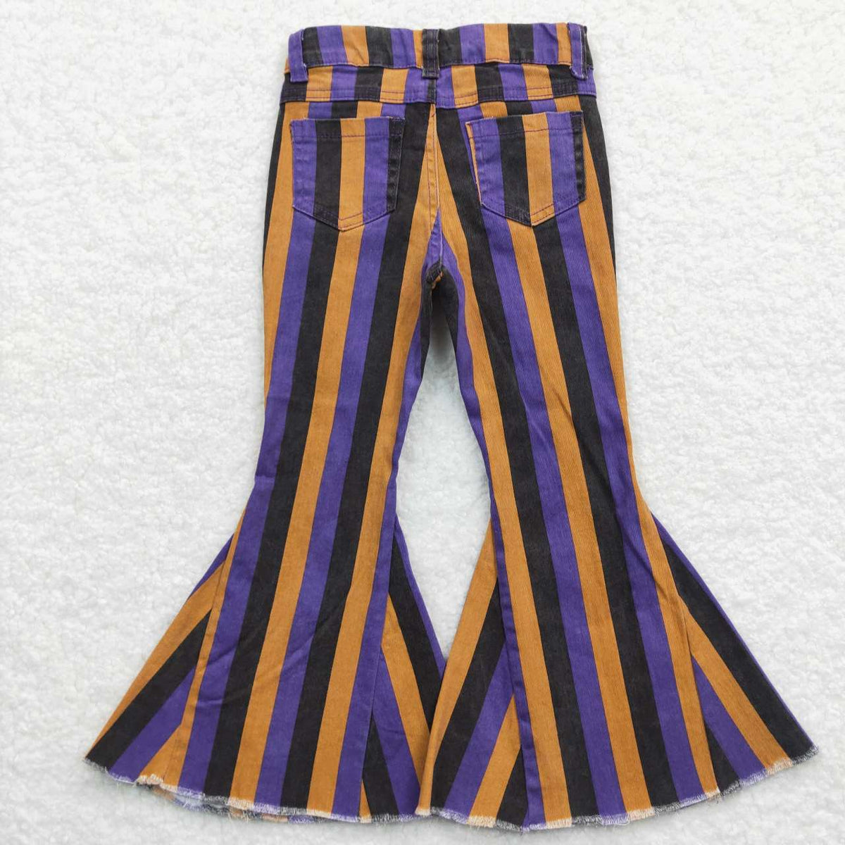 Sibling Baby Girls Colorful Stripes Bell Bottom Denim Jeans Pants