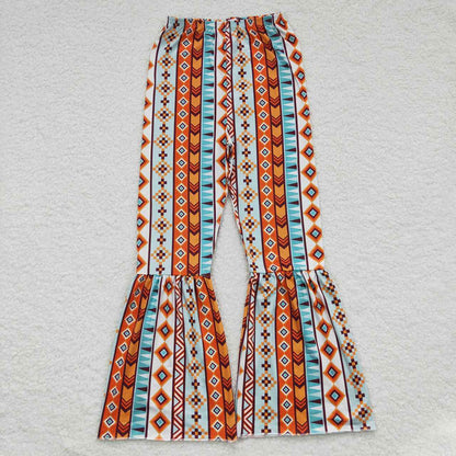 Sibling Adult Western Cows Horses Flowers Bell Bottom Flare Pants Bottom