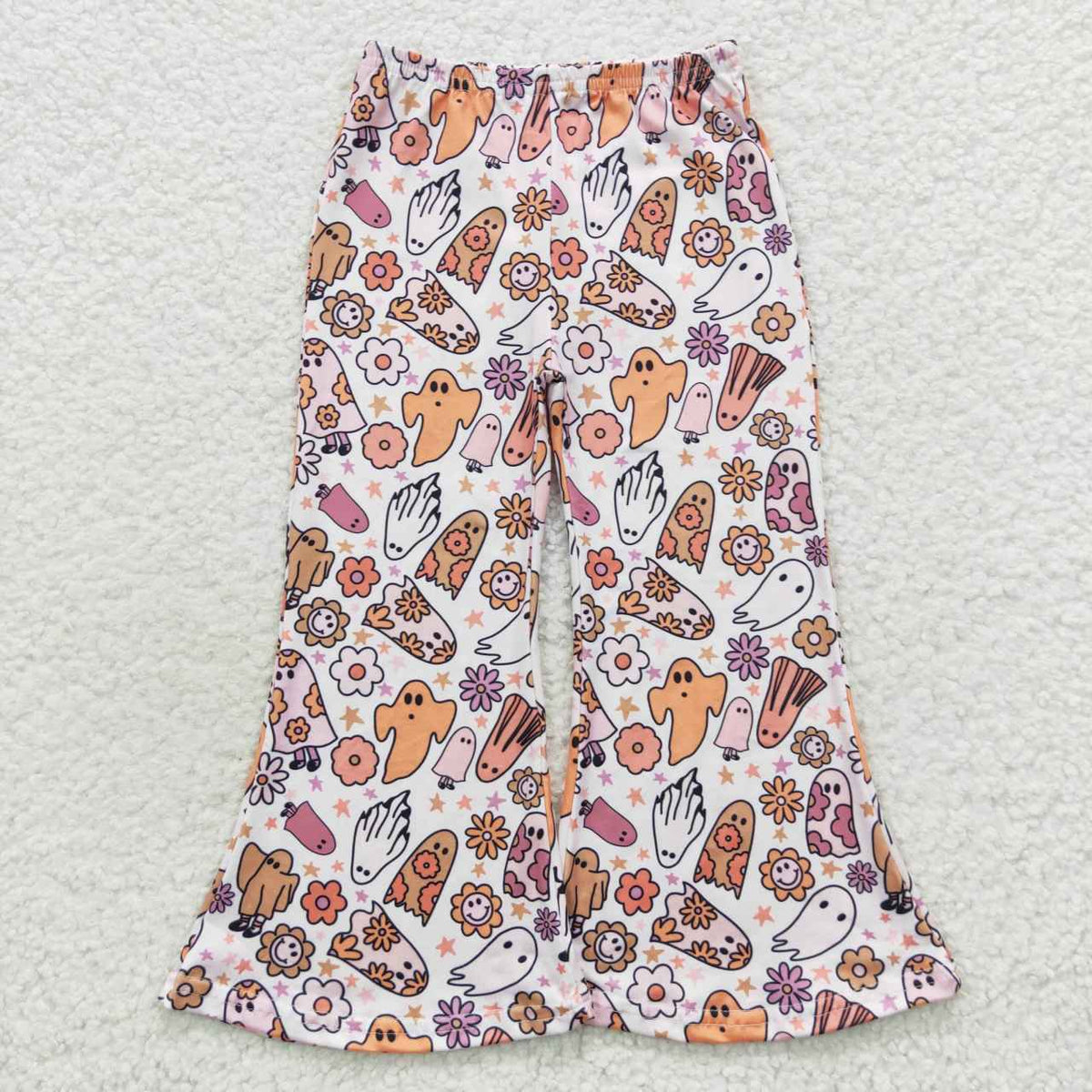 Sibling Baby Girls Halloween Ghosts Candy Bell Bottom Pants