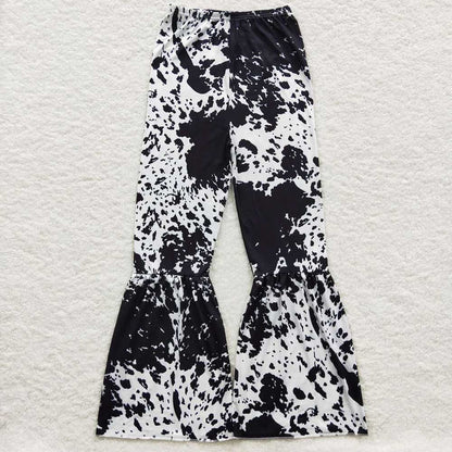 Sibling Adult Western Cows Horses Flowers Bell Bottom Flare Pants Bottom