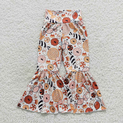 Sibling Baby Girls Halloween Ghosts Candy Bell Bottom Pants