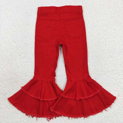 Sibling Baby Girls July 4th Bell Bottom Denim Pants Jeans