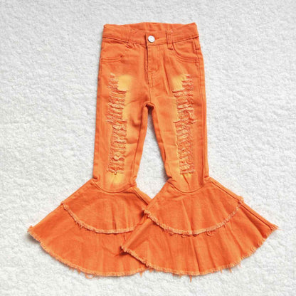 Sibling Baby Girls July 4th Bell Bottom Denim Pants Jeans