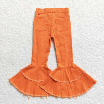 Sibling Baby Girls July 4th Bell Bottom Denim Pants Jeans