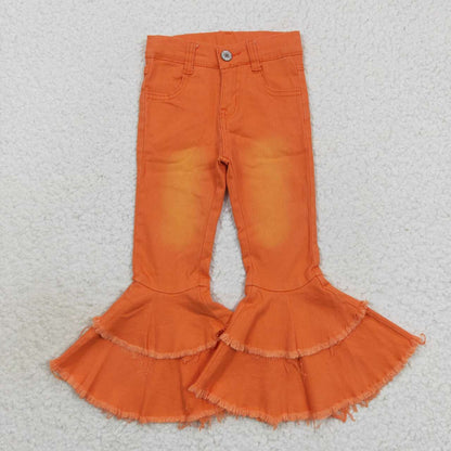 Sibling Baby Girls July 4th Bell Bottom Denim Pants Jeans