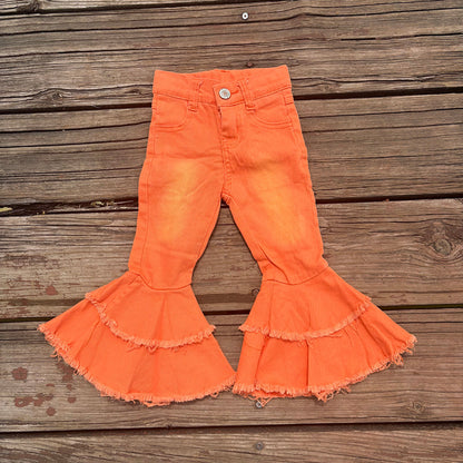 Baby girls western double ruffle jeans