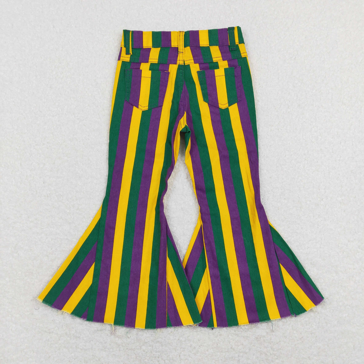 Sibling Baby Girls Colorful Stripes Bell Bottom Denim Jeans Pants