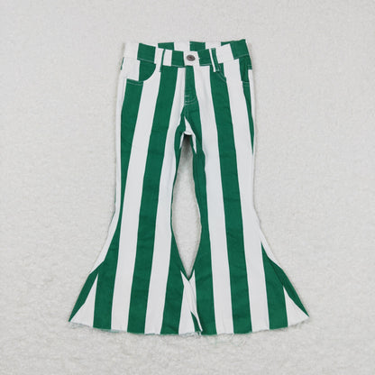 Sibling Baby Girls Colorful Stripes Bell Bottom Denim Jeans Pants