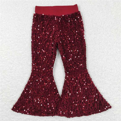 Sibling Baby Girls Party Birthday Sequin Sparkle Flare Bell Bottom Pants