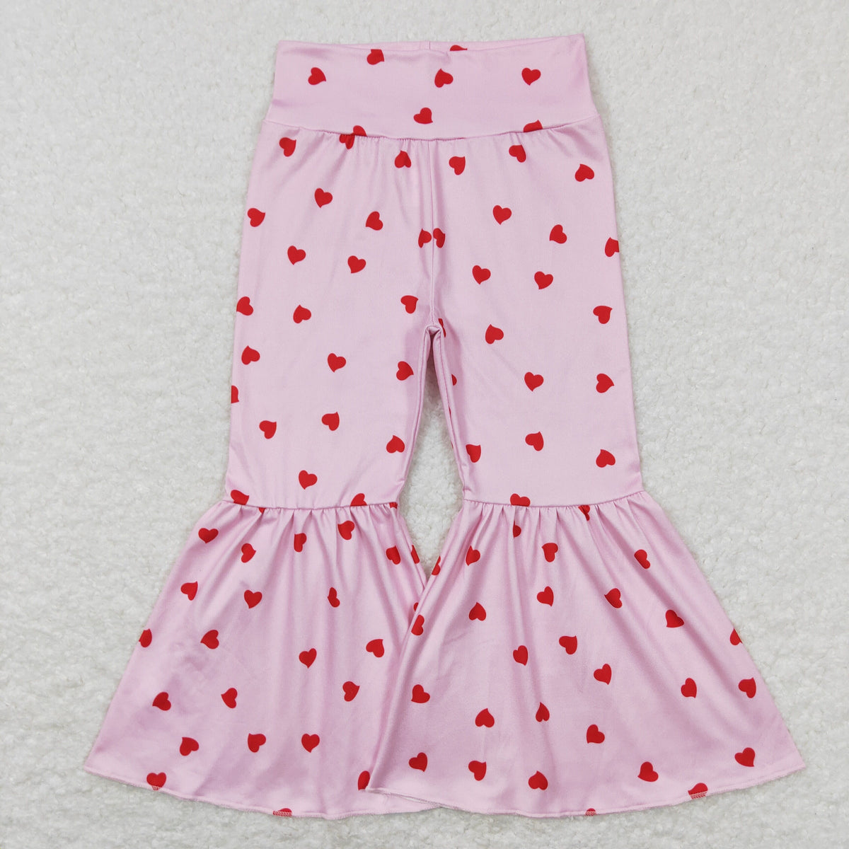 Sibling Baby Girls Hearts Checked Valentine Bell Bottom Leggings Pants