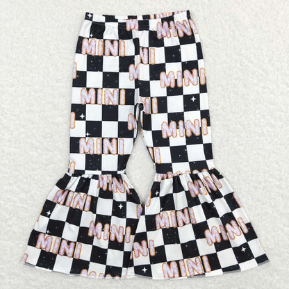 Sibling Baby Girls Hearts Checked Valentine Bell Bottom Leggings Pants