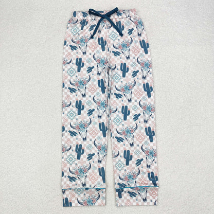 Sibling Adult Western Cows Horses Flowers Bell Bottom Flare Pants Bottom