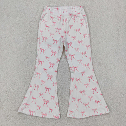 Sibling Baby Girls Hearts Flowers Bell Bottom Denim Pants Jeans