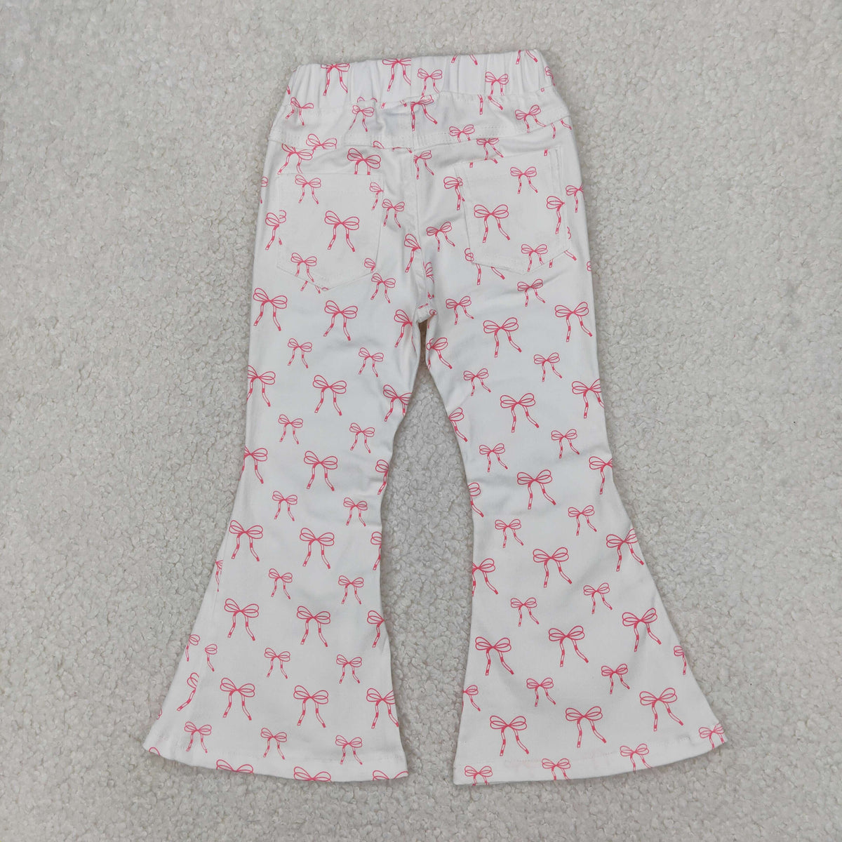 Sibling Baby Girls Hearts Flowers Bell Bottom Denim Pants Jeans
