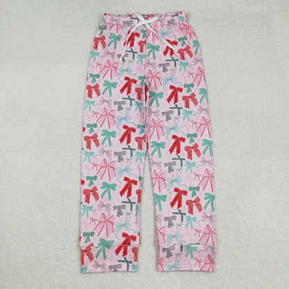 Family Sibling Colorful Bows Rompers Pajamas Sets Women Pants