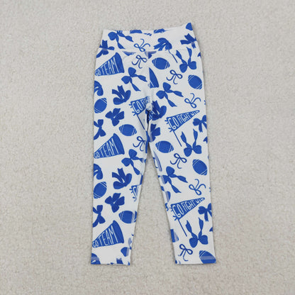 Sibling Baby Girls Blue Bows Footballs Go Team Zipper Romper Dresses Legging Pant Skorts Bottom