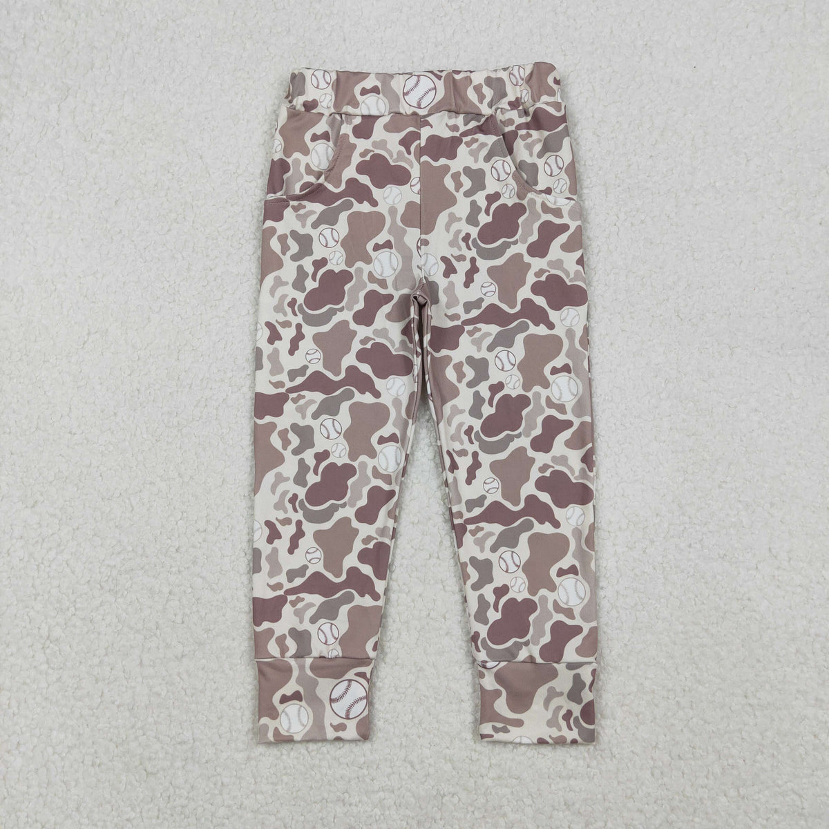 P0875 Baby Boys Khaki Camo Baseballs Pockets Hunting Leggings Pants Bootom
