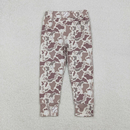 Sibling Baby Boys Khaki Camo Baseballs Pockets Team Legging Pants Shorts Bottom