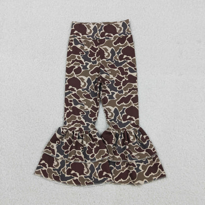 Sibling Baby Girls Bows Southern Camo Yoga Active Ruffle Bell Bottom Pants