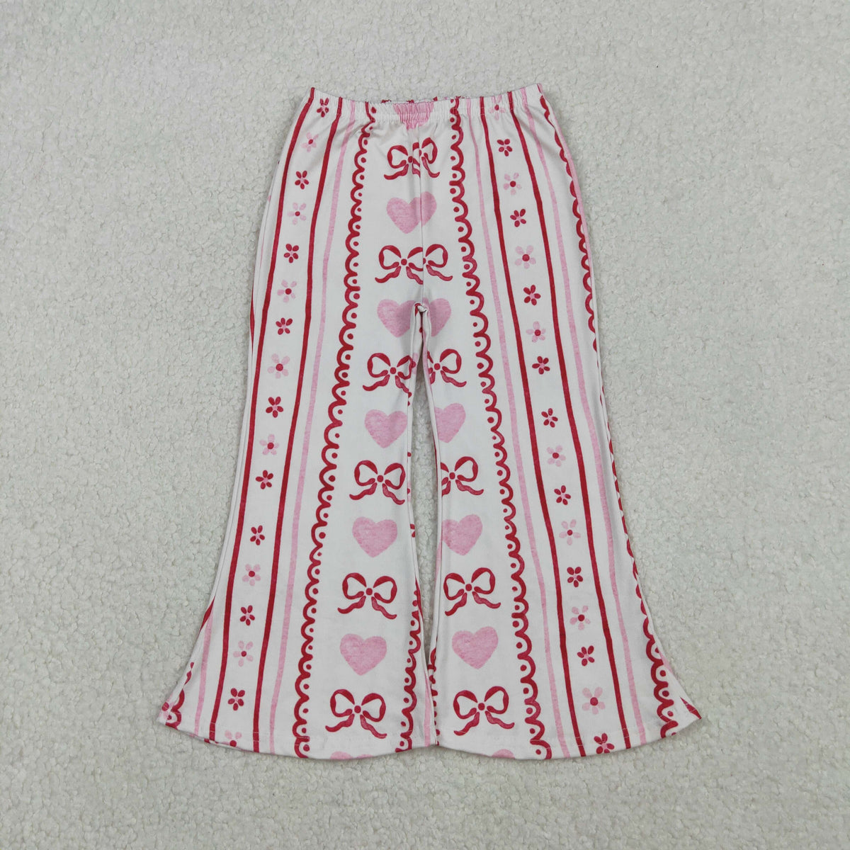 Sibling Baby Girls Bows Hearts Valentine Flare Pants Bottom