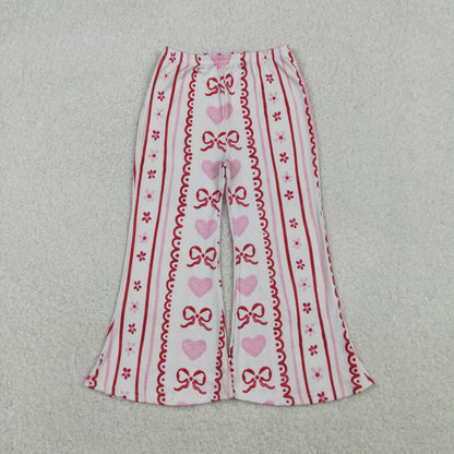 Sibling Baby Girls Bows Hearts Valentine Flare Pants Bottom