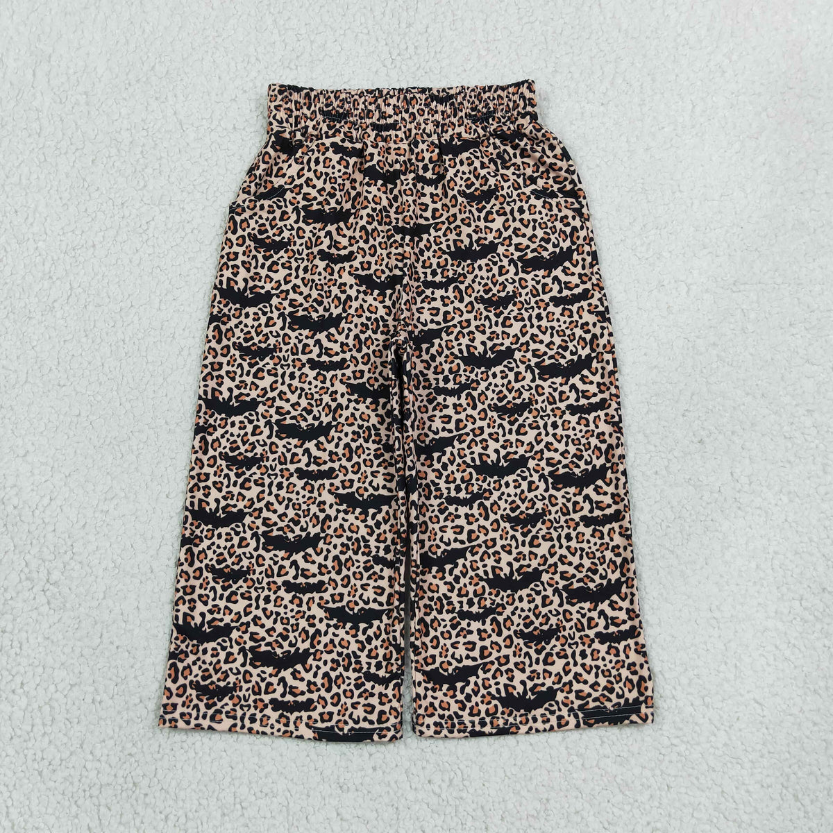 Mama and Me Girls Leopard Bats Pockets Halloween Flare Pants Bottom