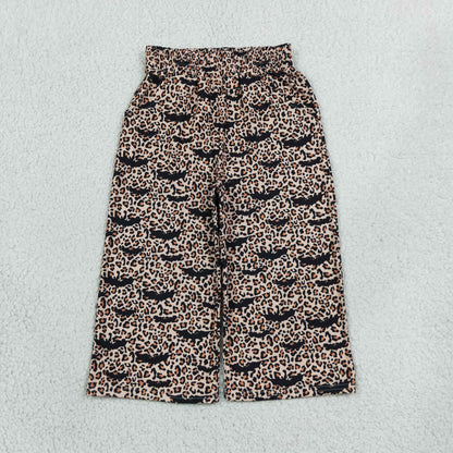 Mama and Me Girls Leopard Bats Pockets Halloween Flare Pants Bottom