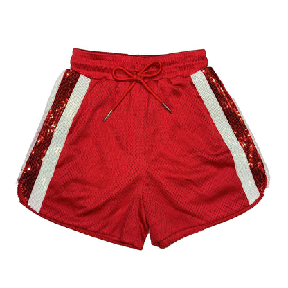 Red and White Sequin Shorts