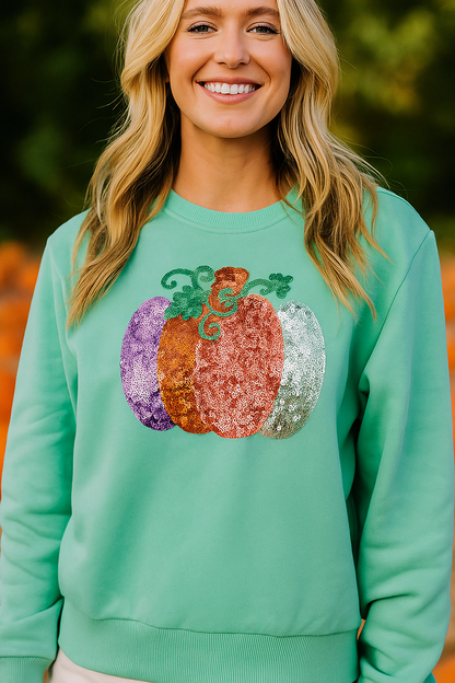 Women's Sequin Pumpkin Sweatshirt
