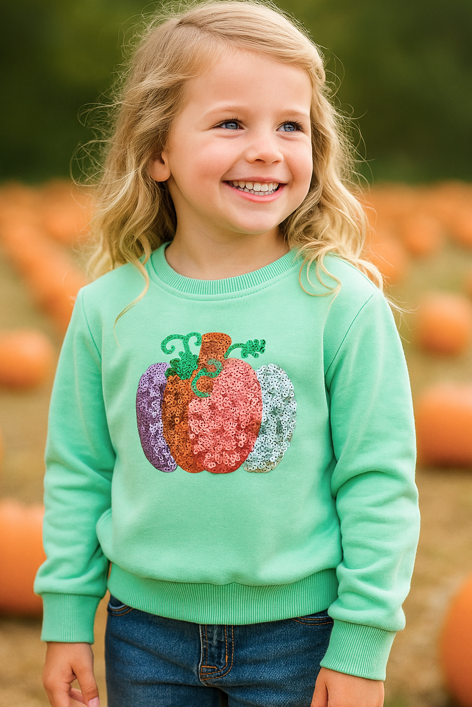 Kids' Sequin Pumpkin Sweatshirt