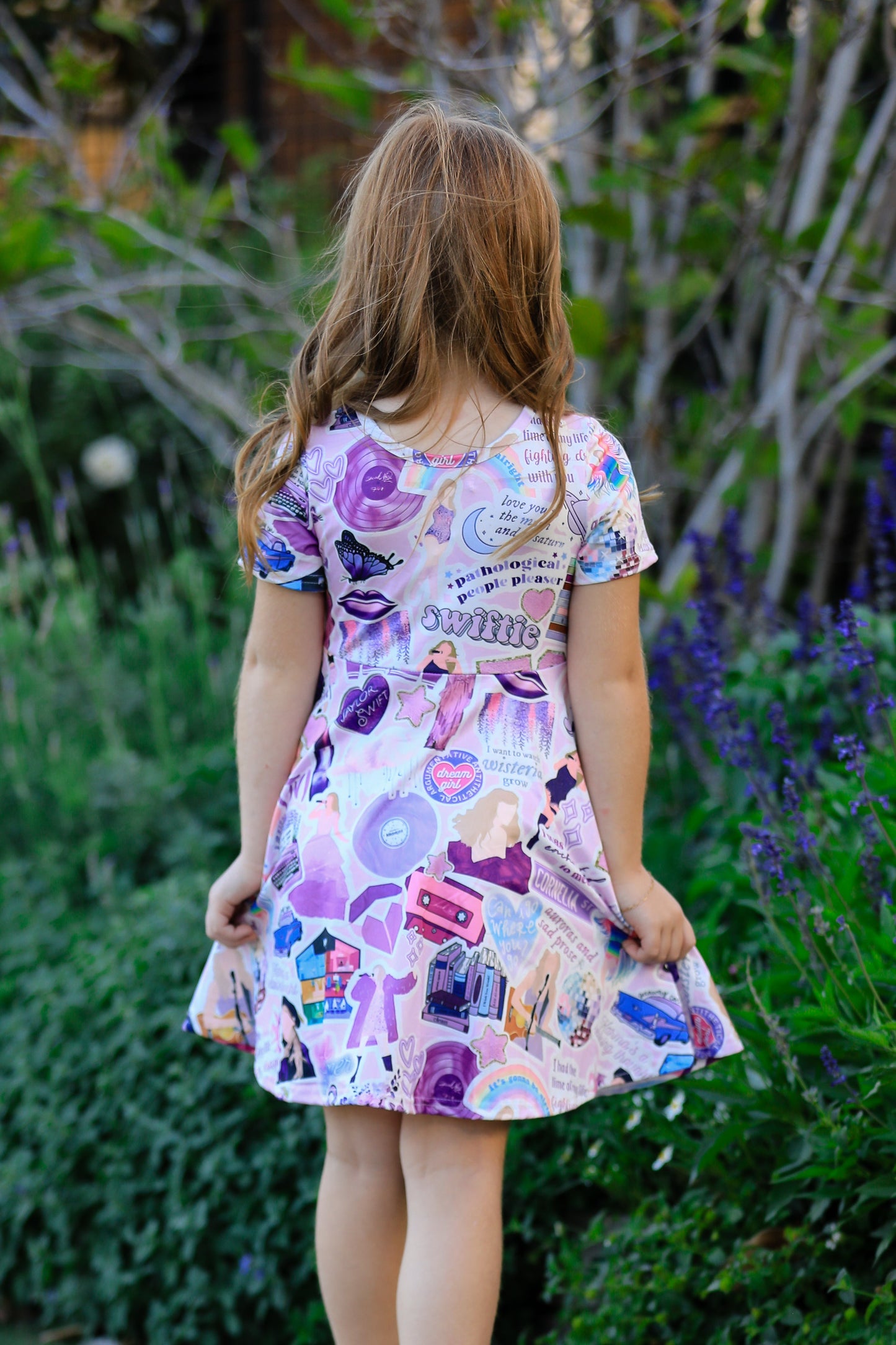 Ts lavender Twirly  Print Girls Milk Silk Dress