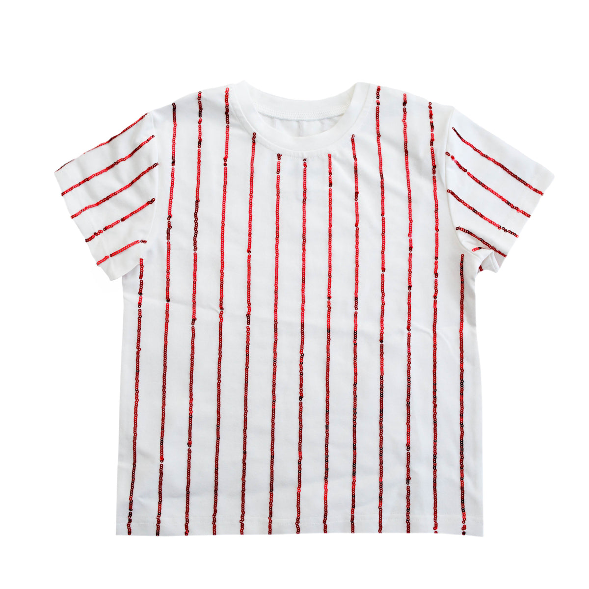 Red Sequin Striped Kid Shirt