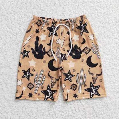 Sibling Baby Boys Western Cows Cactus Swimsuits Trunks