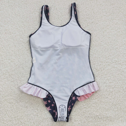 baby girls pink star swimsuits S0048