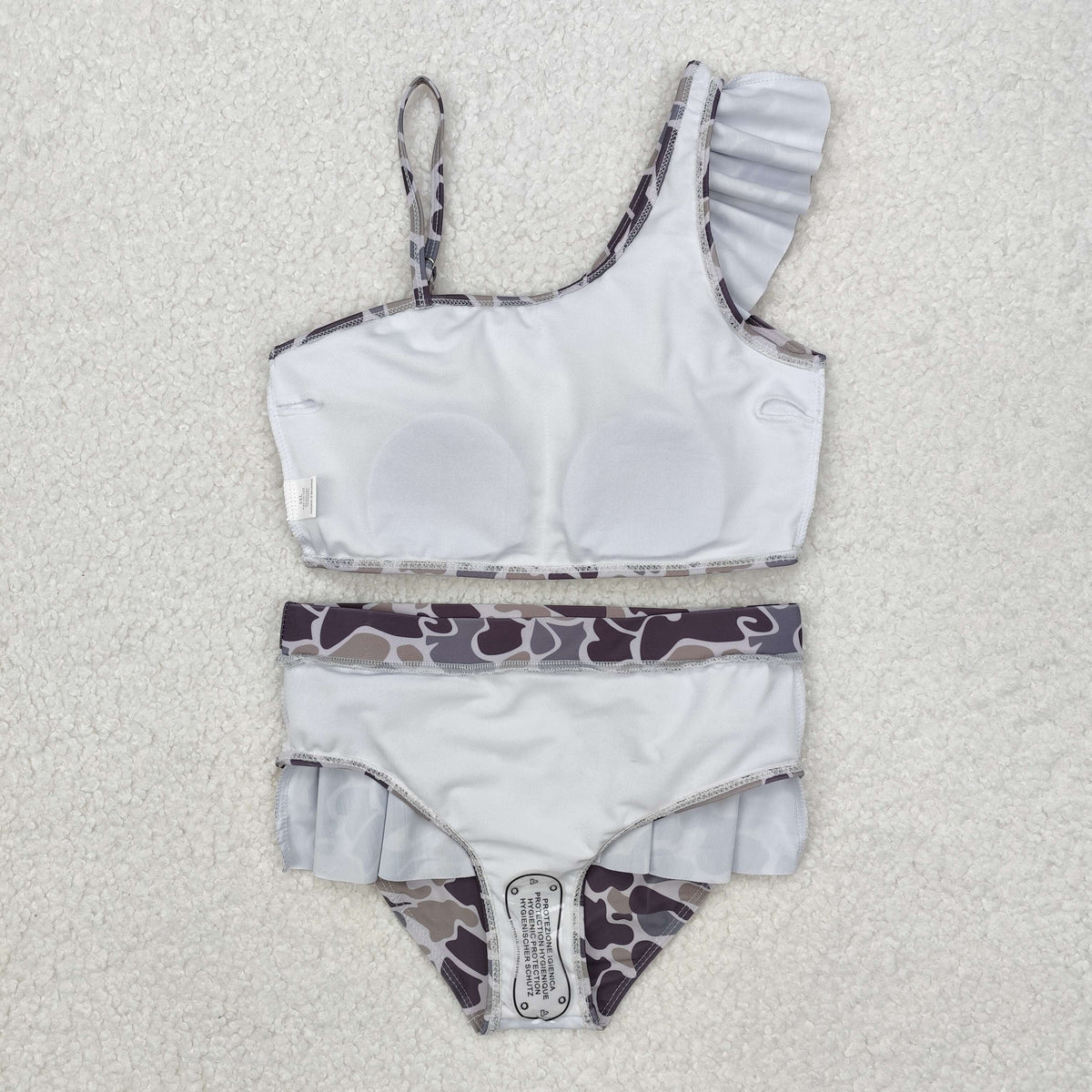 Sibling Baby Girls Strap Western Camo Print Ruffle Swimsuits