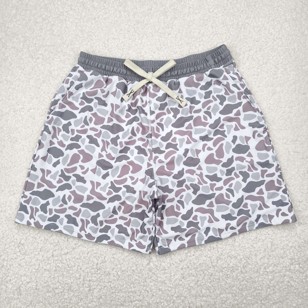 Family Adult Baby Kids Southern Light Grey Camo Beach Wear Trunks Swimsuits