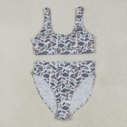 Family Adult Baby Kids Southern Light Grey Camo Beach Wear Trunks Swimsuits