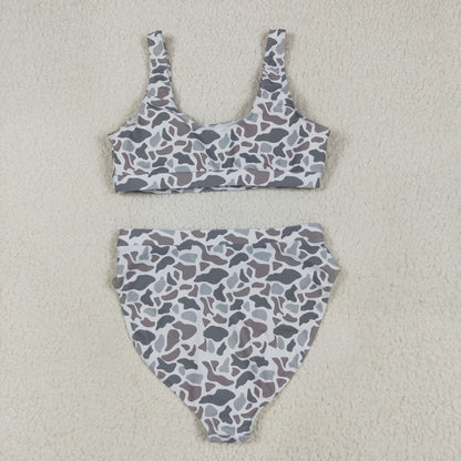 Family Adult Baby Kids Southern Light Grey Camo Beach Wear Trunks Swimsuits