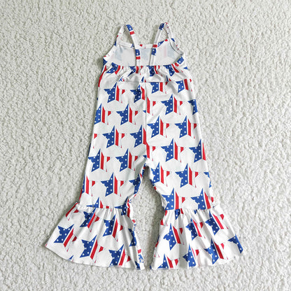 Sibling Baby Girls 4th Of July Summer Bell Bottoms Jumpsuits