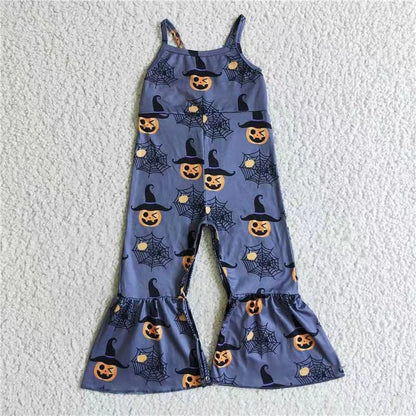 Sibling Baby Girls Halloween Strap Bell Bottom Jumpsuits