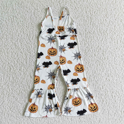 Sibling Baby Girls Halloween Strap Bell Bottom Jumpsuits