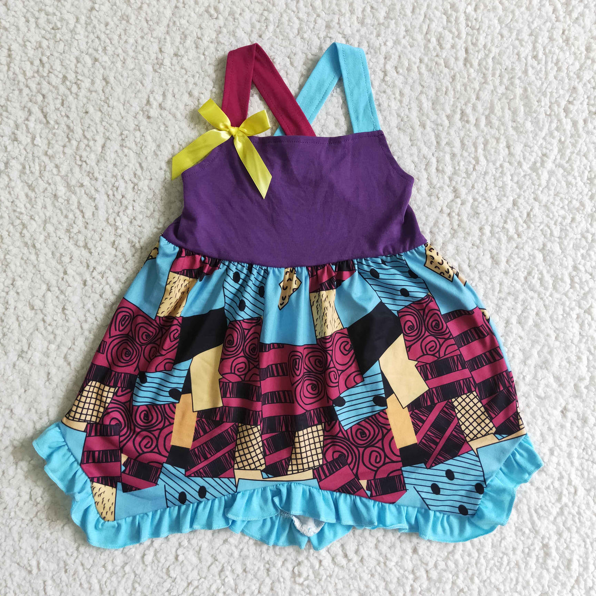 Sibling Baby Boys Girls Nightmare Halloween Clothes Sets Footie Rompers Knee Length Dresses