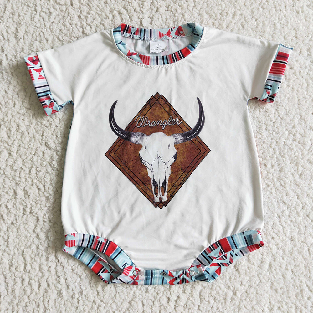 Sibling Baby Boys Western Cows Short Sleeve Summer Rompers